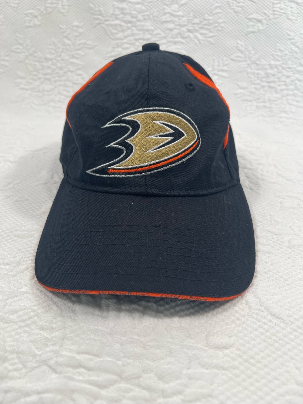 Anaheim Ducks Black and Orange Embroidered Logo Cap